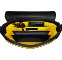Intérieur sac à main cuir noir liseré jaune.