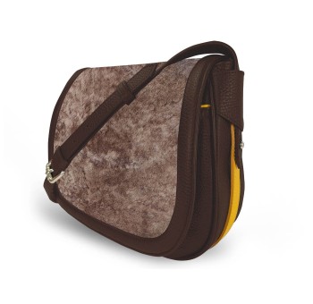 Le sac à main Vens, intemporel et indispensable, dans sa version en mouton, liseré jaune.