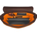 Intérieur sac à main cuir marron liseré orange.
