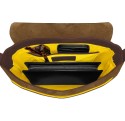 Intérieur sac à main nubuck cognac liseré jaune.