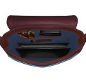 Intérieur sac à main cuir bordeaux liseré bleu.