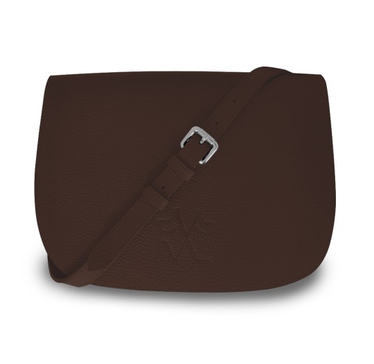 Notre Besace SaVine, en quête de praticité et de style minimaliste dans sa version en cuir marron, liseré orange