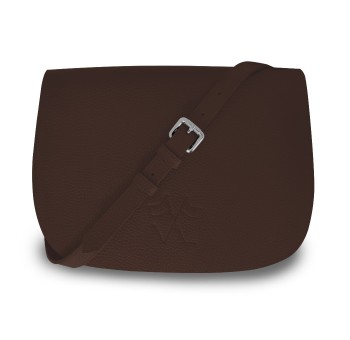 Notre Besace SaVine, en quête de praticité et de style minimaliste dans sa version en cuir marron, liseré jaune