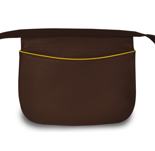 Besace marron liseré jaune Savine