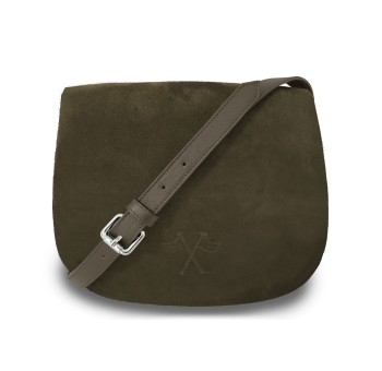 Notre Besace SaVine, en quête de praticité et de style minimaliste dans sa version en nubuck kaki, liseré jaune