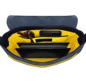 Intérieur sac à main nubuck bleu liseré jaune.