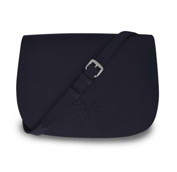 Notre Besace SaVine, en quête de praticité et de style minimaliste dans sa version en cuir bleu, liseré rouge