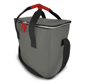 Notre glacière Vignoble, élégante dans sa version en cuir gris, liseré rouge