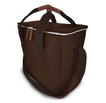 Notre glacière Vignoble, élégante dans sa version en cuir marron, liseré cognac