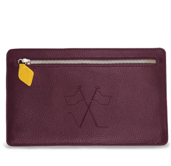 Notre pochette plate Vanda, face avant avec sa poche zippée