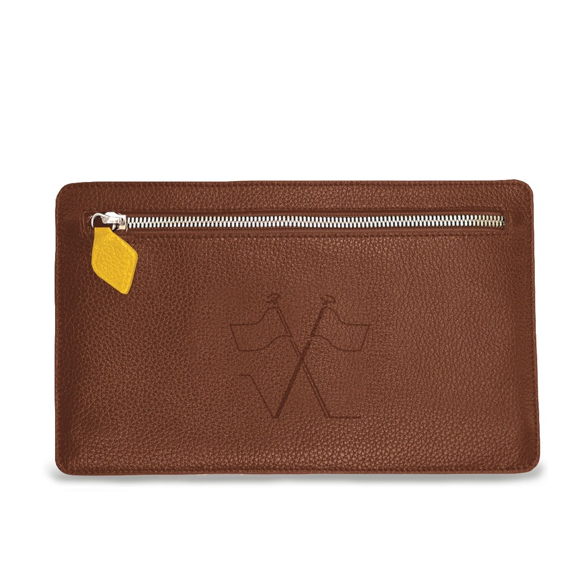 Notre pochette plate Vanda, face avant avec sa poche zippée