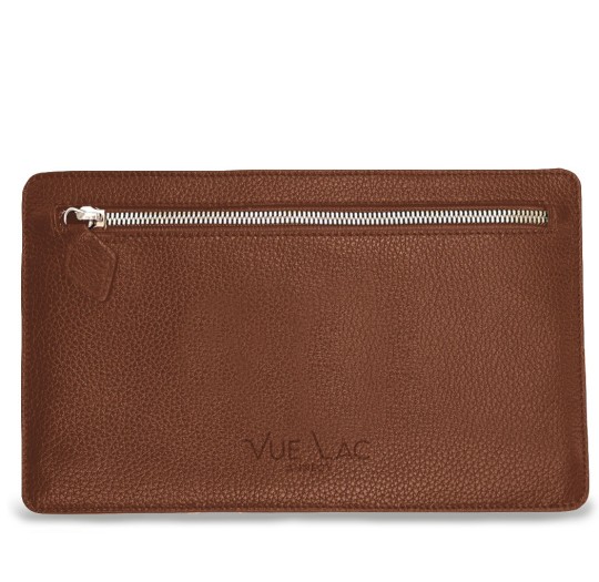 Notre pochette plate Vanda, face arrière avec sa poche zippée