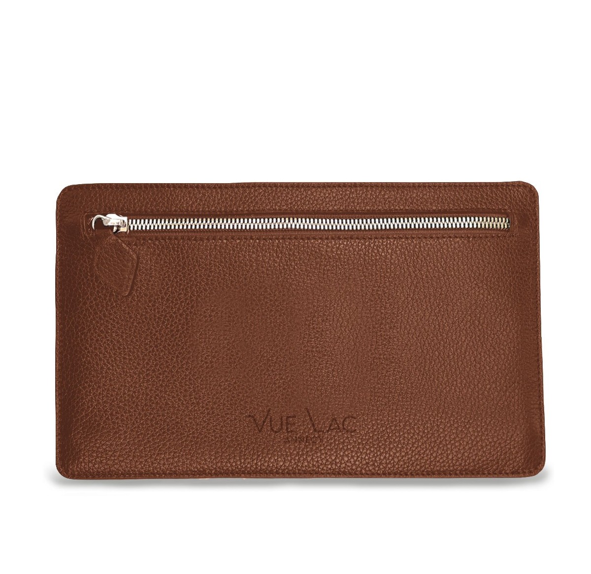 Notre pochette plate Vanda, face arrière avec sa poche zippée