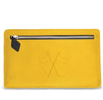 Notre pochette plate Vanda, face avant avec sa poche zippée