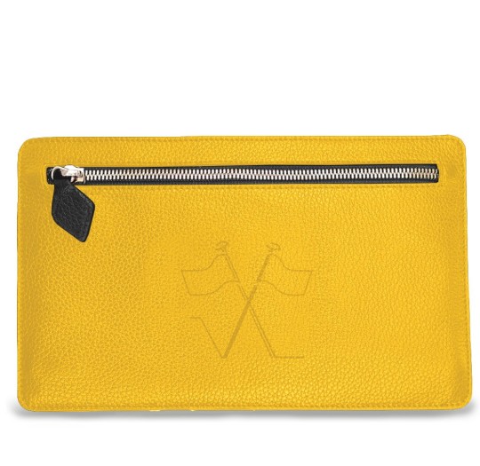 Notre pochette plate Vanda, face avant avec sa poche zippée