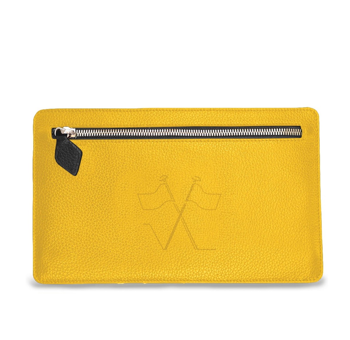Notre pochette plate Vanda, face avant avec sa poche zippée
