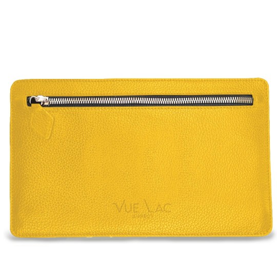 Notre pochette plate Vanda, face arrière avec sa poche zippée