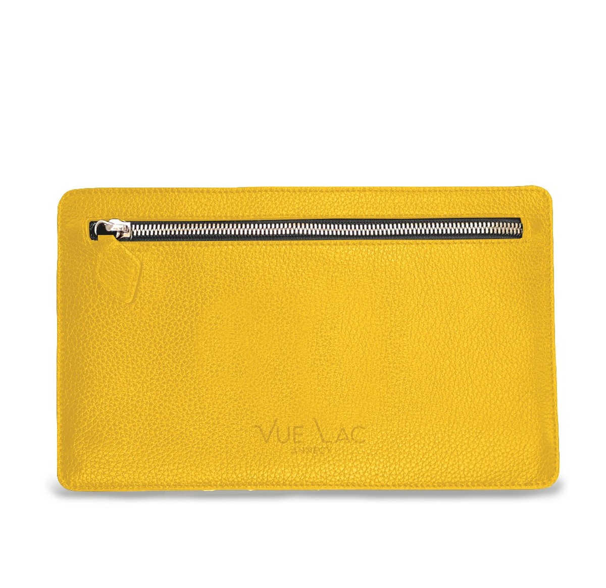 Notre pochette plate Vanda, face arrière avec sa poche zippée