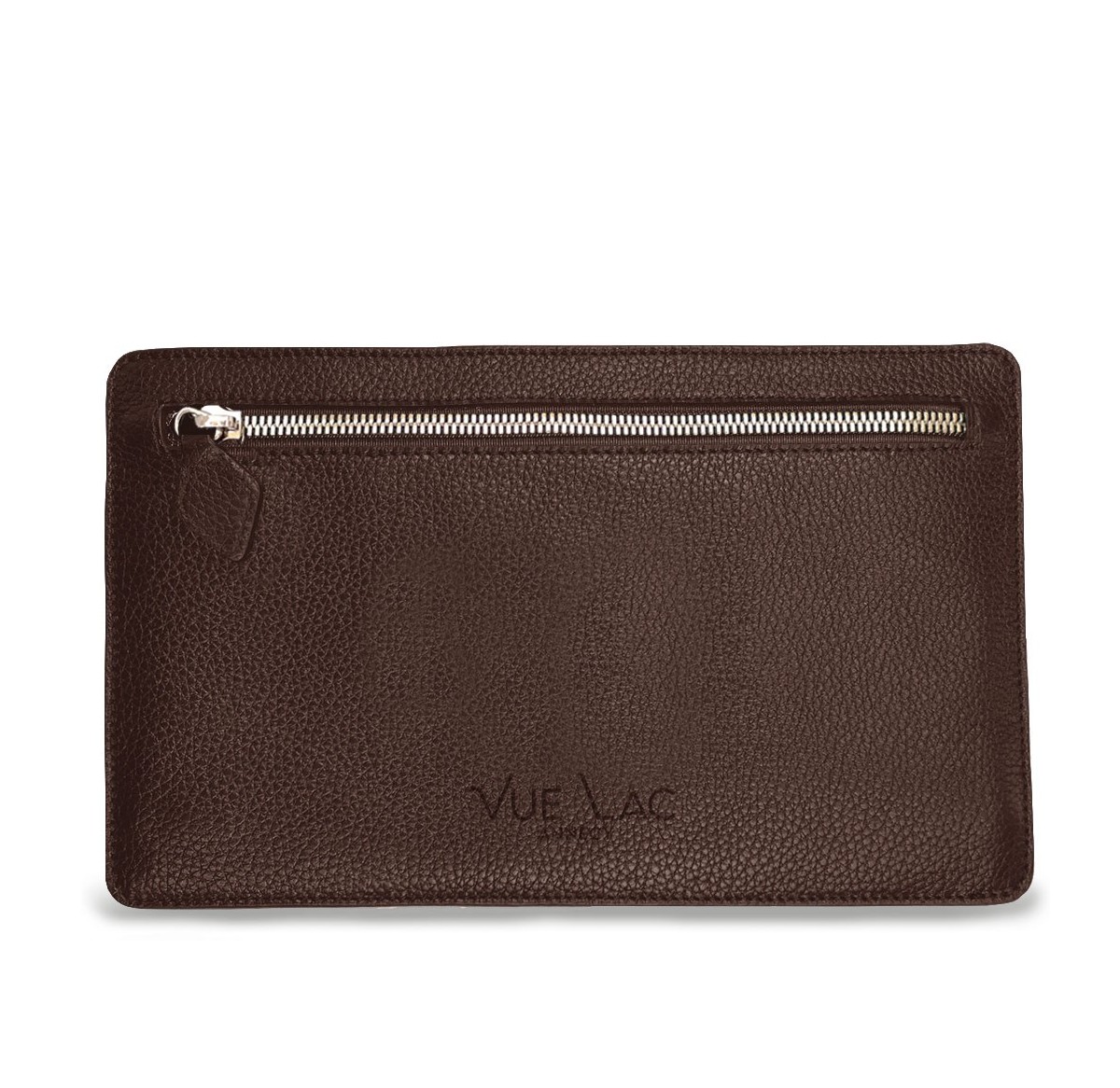 Notre pochette plate Vanda, face arrière avec sa poche zippée