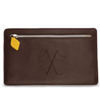 Notre pochette plate Vanda, face avant avec sa poche zippée