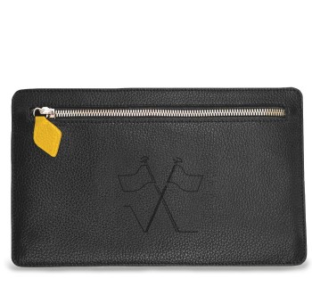 Notre pochette plate Vanda, face avant avec sa poche zippée