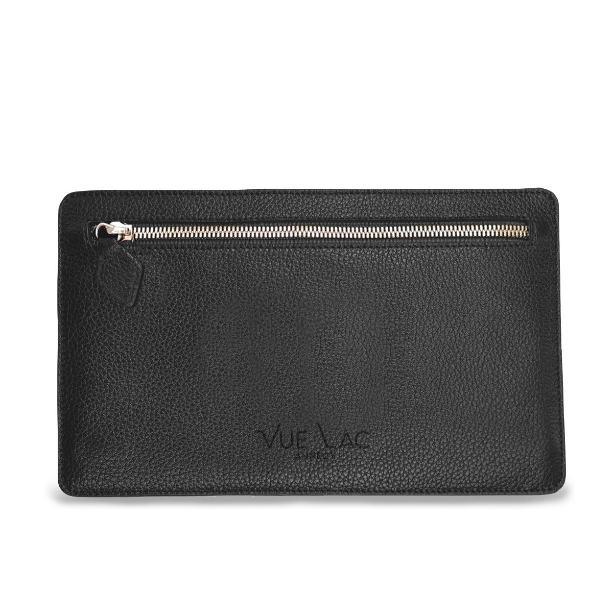 Notre pochette plate Vanda, face arrière avec sa poche zippée