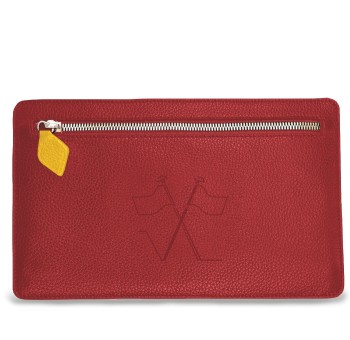 Notre pochette plate Vanda, face avant avec sa poche zippée