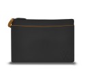 Pochette zippée noir liseré cognac Lavaud