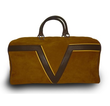 Sac de voyage cognac liseré jaune Brevent