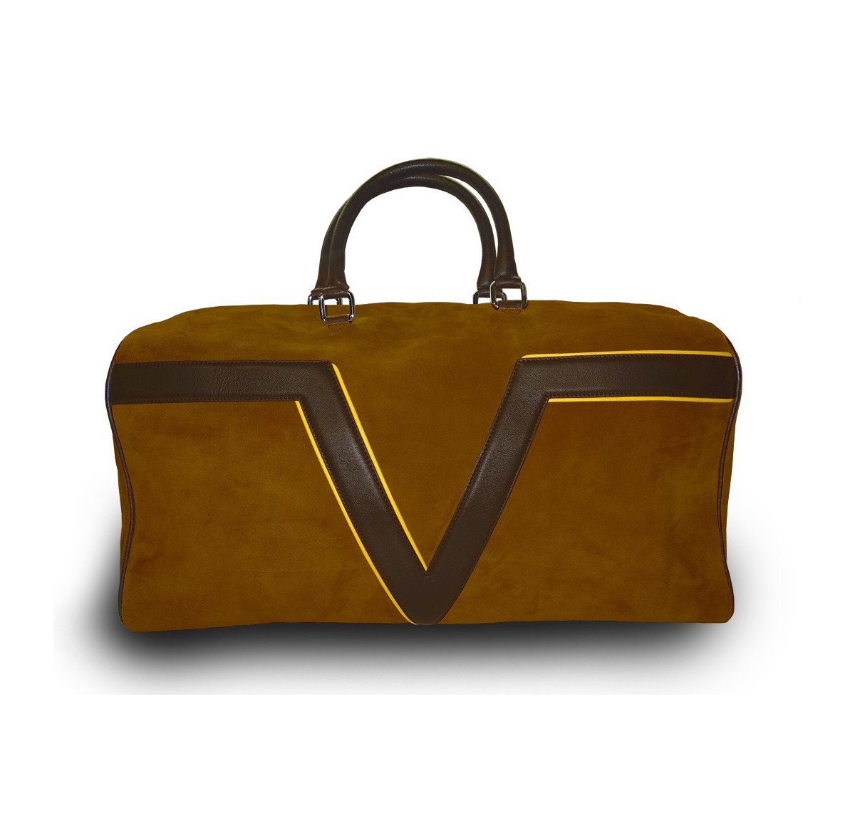 Sac de voyage cognac liseré jaune Brevent