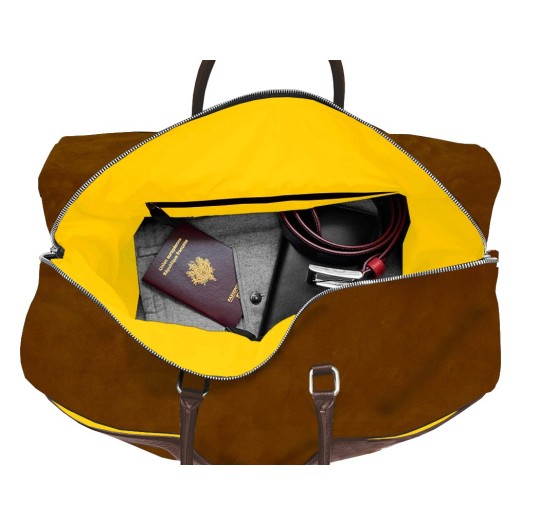 Sac de voyage cognac liseré jaune Brevent