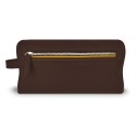 Trousse de toilette marron liseré jaune Verdon