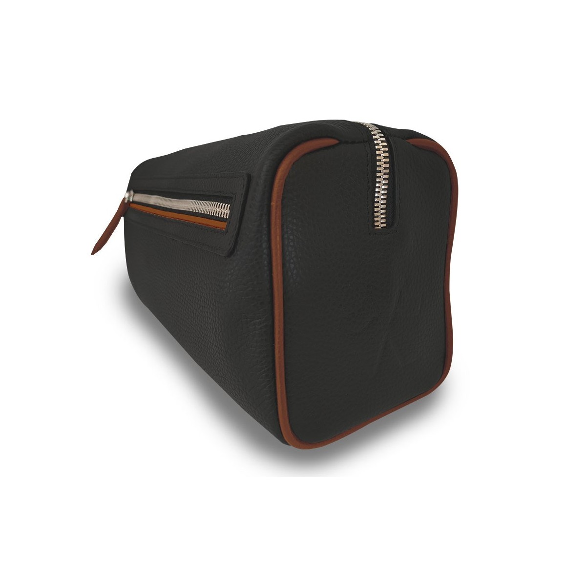 Trousse de toilette noir liseré cognac Verdon