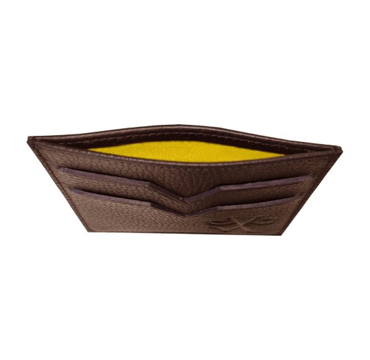 Porte carte marron doublure jaune Vernois