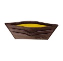 Porte carte marron doublure jaune Vernois