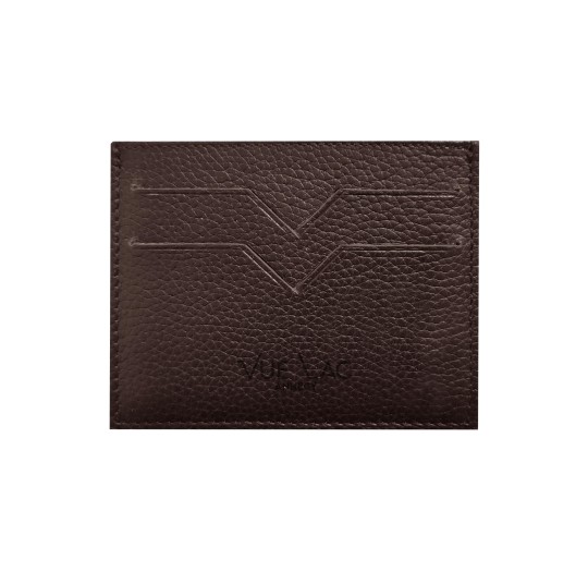 Porte carte marron doublure jaune Vernois