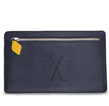 Notre pochette plate Vanda, face avant avec sa poche zippée