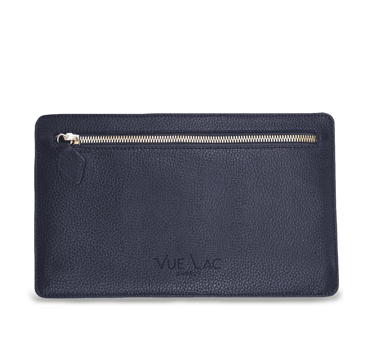Notre pochette plate Vanda, face arrière avec sa poche zippée