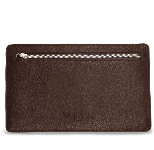 Notre pochette plate Vanda, face arrière avec sa poche zippée