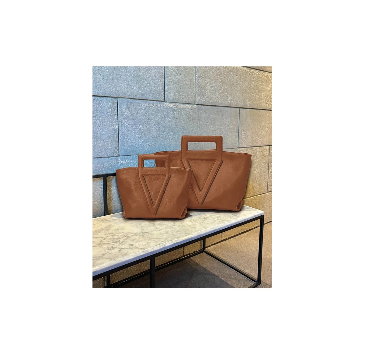 Cabas cognac liseré marron Victoria