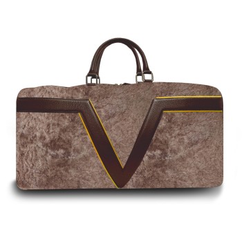 Le sac de voyage BréVent, élégant et fonctionnel, dans sa version mouton, liseré jaune.