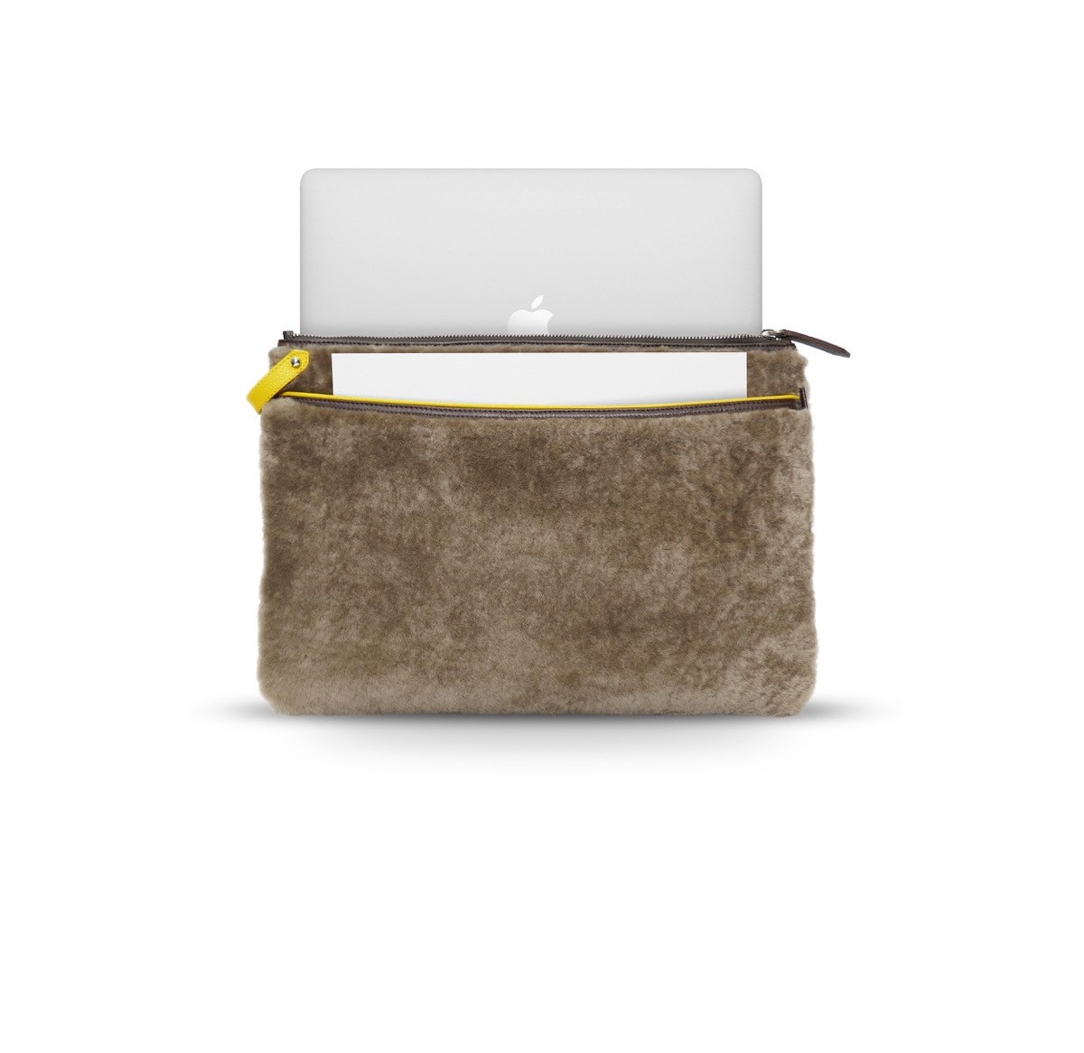 copy of Pochette zippée cognac liseré jaune Lavaud