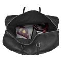 Intérieur sac de voyage cuir noir V léopard liseré jaune.