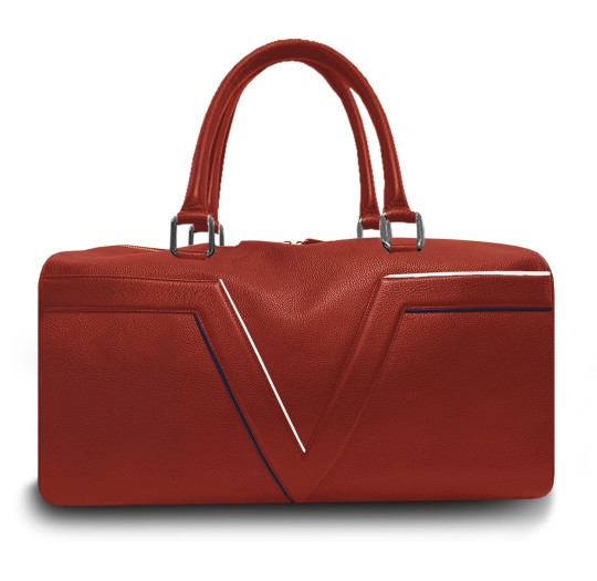 Sac bowling rouge liseré bleu blanc Valière