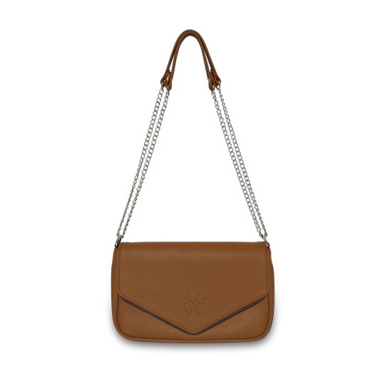 Sac à main cognac liseré marron chaine JaVen