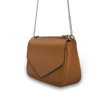 Sac à main cognac liseré marron chaine JaVen