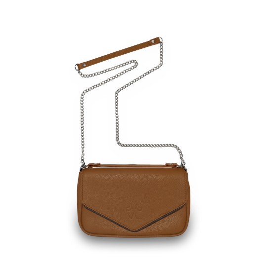 Sac à main cognac liseré marron chaine JaVen