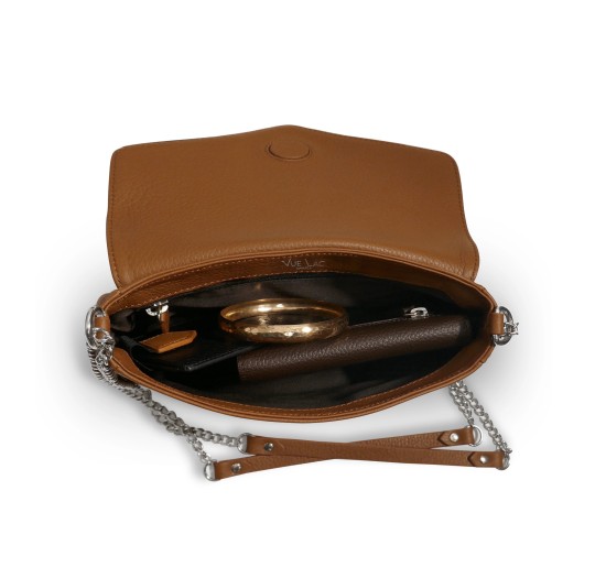 Sac à main cognac liseré marron chaine JaVen