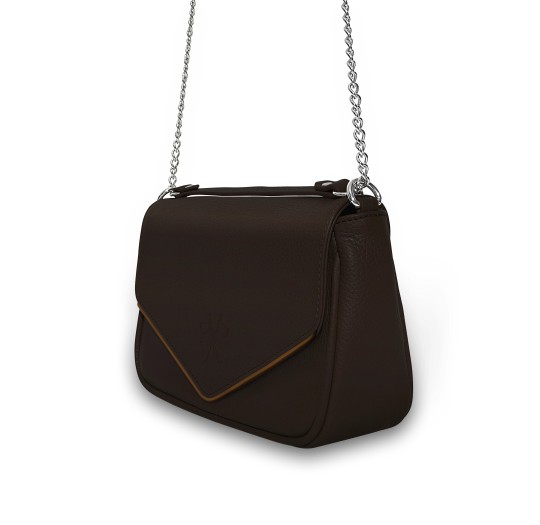 Sac à main marron liseré cognac chaine JaVen