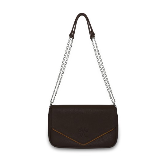 Sac à main marron liseré cognac chaine JaVen